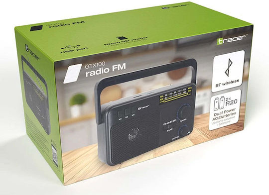 Tracer Soundwave Retro Tischplatte Radio Elektrisch mit Bluetooth und USB Schwarz