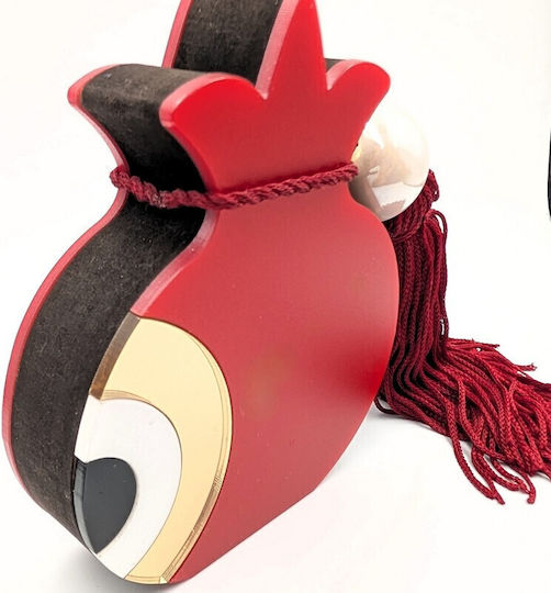 Grekas Home Tabletop New Year's Lucky Charm Red Burner Made of Plexiglass 9.5cm