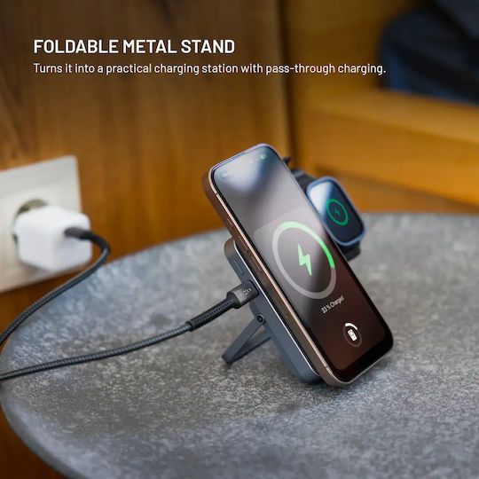 Fixed MagZen5 Stand MagSafe Power Bank 5000mAh mit USB-C Ausgangsanschlüsse Grau