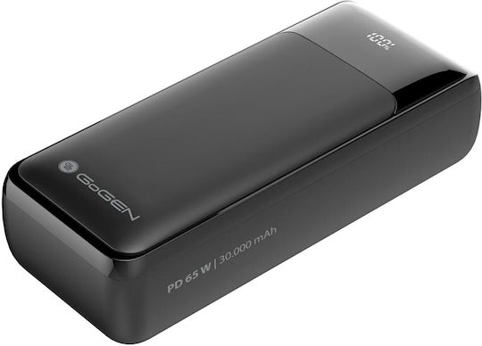 GoGEN Външна батерия 30000 mAh 65 W с 2 USB-A и 2 USB-C порта, Power Delivery / Quick Charge, черна