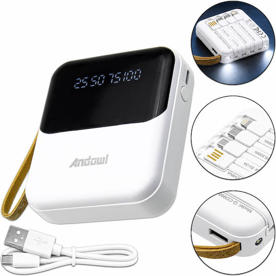 Andowl Външна Батерия 6800mAh 10W с USB-A Изходен Порт Бяла