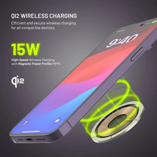 Fixed MagZen 5 Crystal MagSafe Qi2 Външна Батерия 5000mAh 20W с USB-C Изходен Порт Power Delivery Розова