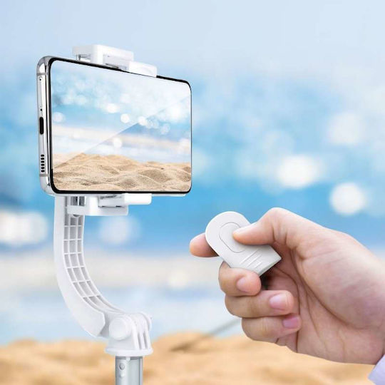 L08 Selfie Stick Trepied Pentru Telefon Mobil Telecomandă Bluetooth Alb