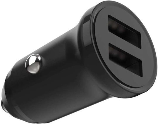 Fixed Car Charger 15W with Ports 2xUSB-A with Micro-USB Cable Black Colour