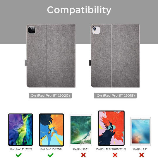 ESR Simplicity Pencil Series Klappdeckel Grau Für iPad Pro 2018 11" / iPad Pro 2020 11"