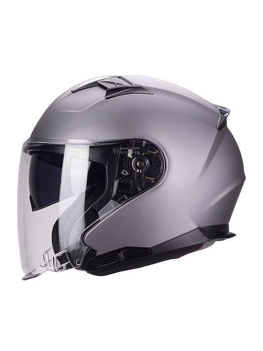 Pilot Hermes SV Titanium Mat Motorradhelm Jet ECE 22.06 1400gr mit Sonnenblende