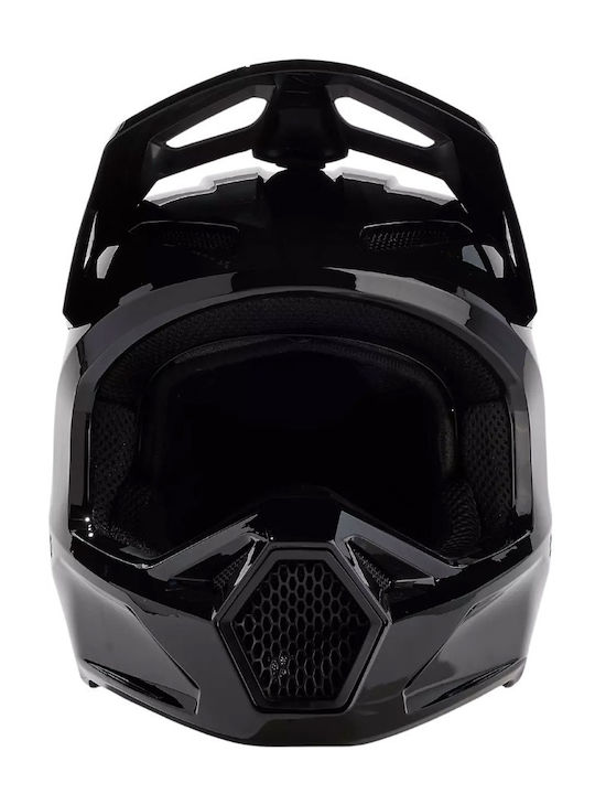 Fox V1 Solid Black Motorcycle Helmet Motocross DOT / ECE 22.06