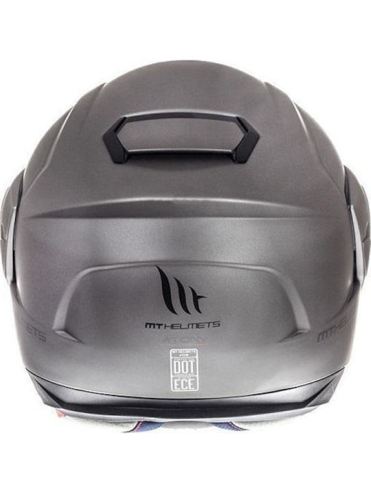 MT Atom Sv Transcend Titanium Matt Каска за мотор Flip-Up ECE 22.05 1650 гр със Sunvisor