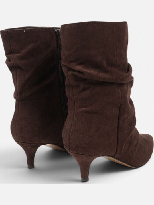 Ghete Dama Ankle Boots De Catifea Maro