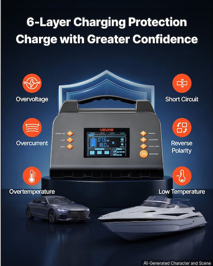 Vevor Car Truck & Motorcycle Battery Charger 6/12/24V