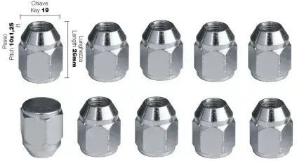 Simoni Racing Nüsse Konisch 10x1.5 Länge 26mm für Schlüssel Nr. 19 10Stück