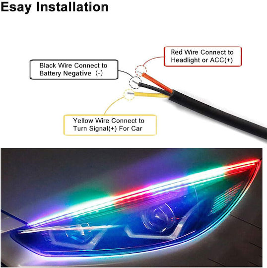 Decorative LED Car Headlight Strip Cool White Color