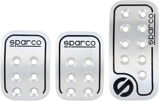 Sparco Racing Set Pedale Antiderapant Autoturism Universal Aluminiu Albe 3buc