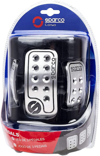 Sparco Racing Set Pedale Antiderapant Autoturism Universal Aluminiu Albe 3buc