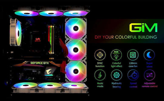 Aerocool KB-28 Ventilator pentru carcasă 120mm (1300rpm) cu iluminare RGB 3 buc Alb + Controler PWM / Telecomandă