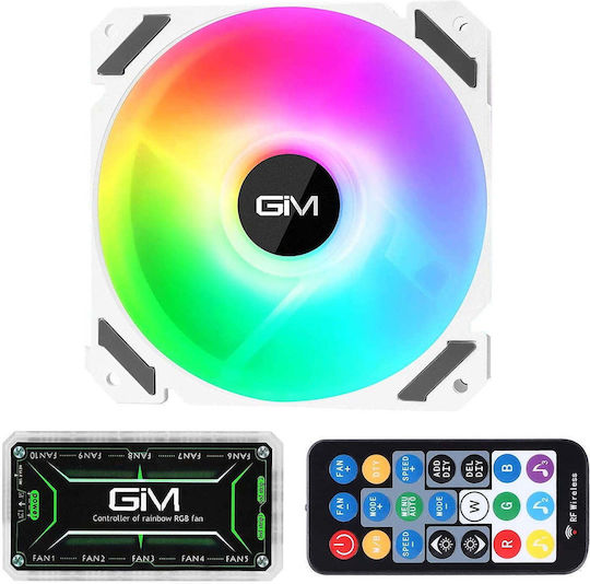 Aerocool KB-28 Ventilator pentru carcasă 120mm (1300rpm) cu iluminare RGB 3 buc Alb + Controler PWM / Telecomandă