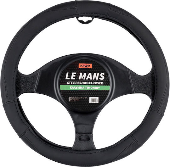 Kaver Car Steering Wheel Cover with Diameter 38cm made of Leatherette Black