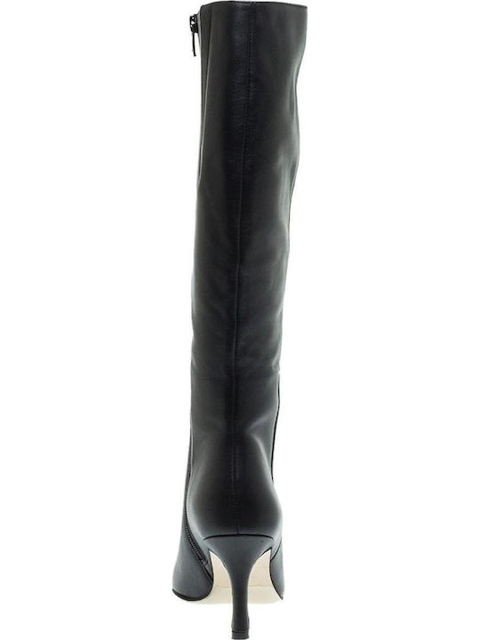 Leather Women's Boots with Zipper Black