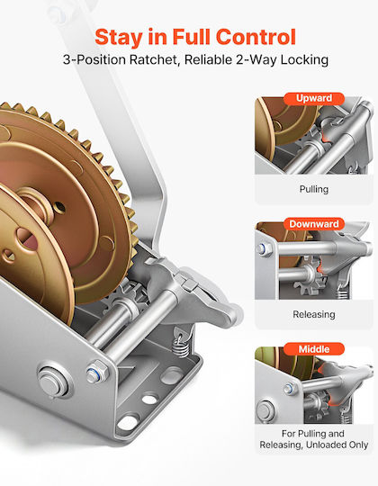 Vevor Manual Boat Winch 726 Kg Two-Way Gear 4:1 Wlxsdjp1600bnkkx6001v0