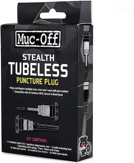 Комплект за ремонт на пробиви на гуми Muc-off Stealth Tubeless Plug Puncture Черен 20293