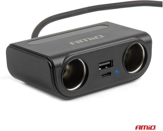 Двоен Гнездо За Запалка 2xUSB-A + 2xUSB-C QC3.0 PD3.0 120W 12/24V Amio