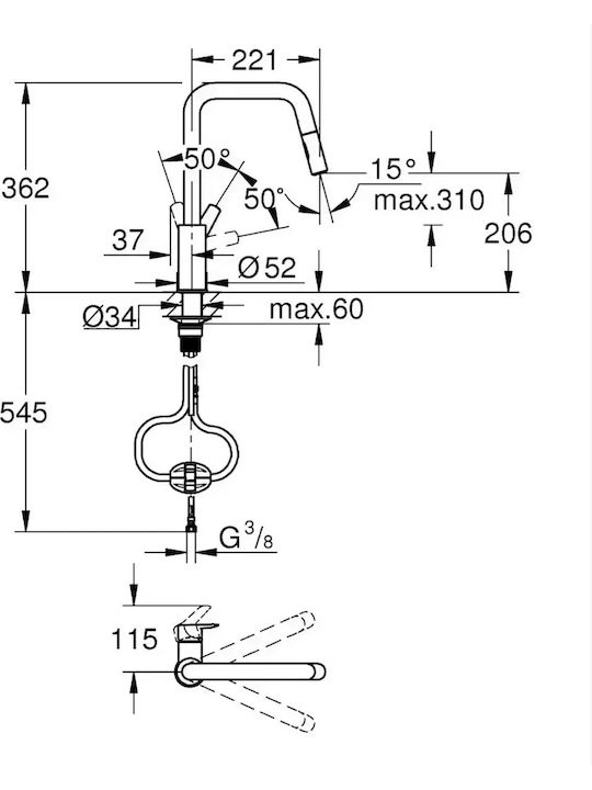 Grohe Start Πάγκου με Αποσπώμενο Ντουζ Μαύρη Grohe Start Πάγκου με Αποσπώμενο Ντουζ Μαύρη