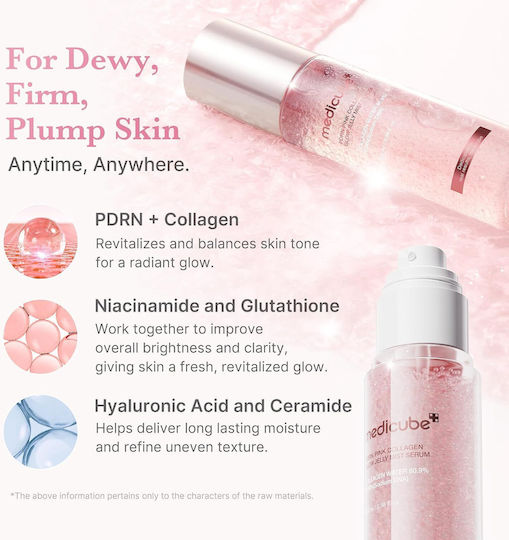 Medicube PDRN Pink Collagen Glow Moisturizing Face Serum with Centella Asiatica & Niacinamide for Brightening 60ml