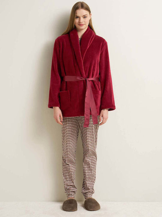 Vamp Χειμερινή Γυναικεία Fleece Ρόμπα