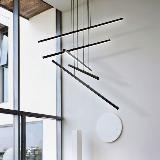 Viokef Adjustable Black LED Pendant Ceiling Light with Warm White Light Rail 80.5x140cm