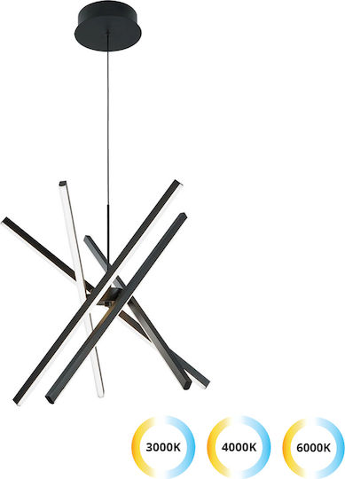 Viokef Adjustable Black LED Pendant Ceiling Light with Warm White Light Rail 80.5x140cm