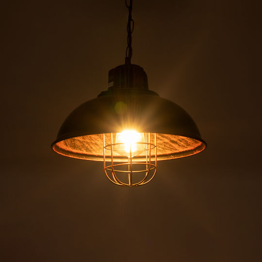 GloboStar Harrow Висящо Осветително Тяло Кафяв Мрежа с Цокъл E27 33x33x32см.