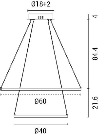 Eurolamp Висящо Осветително Тяло Бял 60x40см.