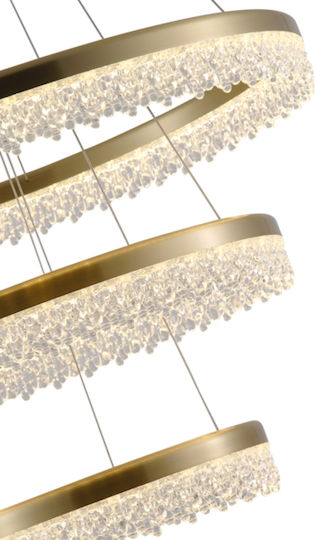 Eurolamp Висящо Осветително Тяло Златисто LED с Топла Бяла Светлина 120x120см.