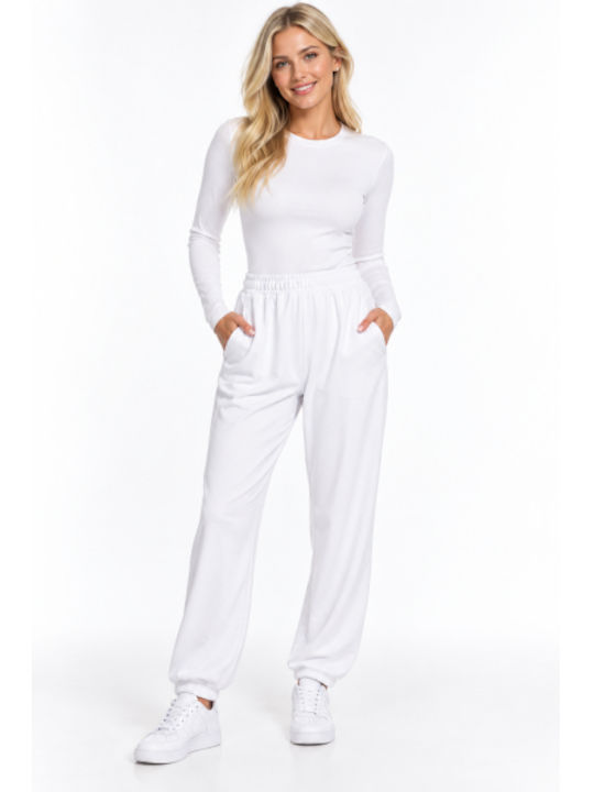 Women's Fabric Trousers in Regular Fit White WB-41534-27FO-WHITE
