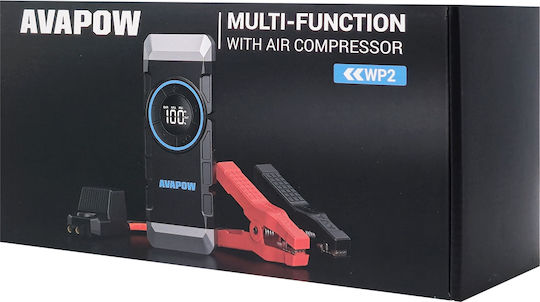 Avapow WP2 Преносим Стартер за Автомобилен Акумулатор и Мотоциклет 12000mAh с Захранваща банка / USB / Помпа / Фенер 12V
