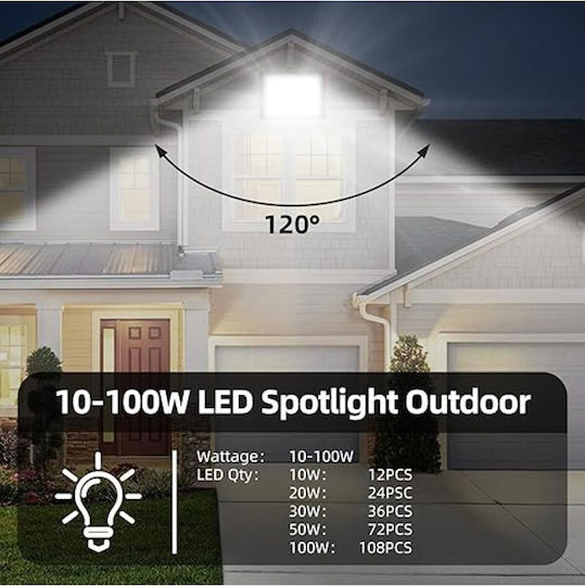 Jiju Proiector LED 10W Alb Rece 6500K cu Senzor de Mișcare