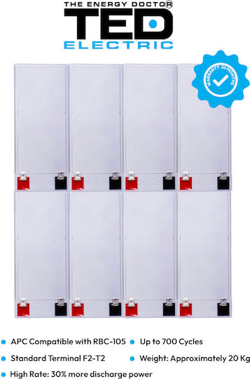 Battery Pack Compatible Apc Rbc105 96v 9.6ah 8x12v Ted Electric