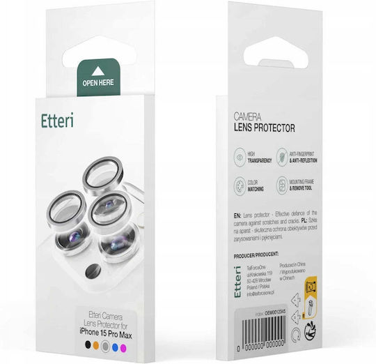 Etteri Προστασία Κάμερας Tempered Glass Ασημί για το iPhone 16 Pro, iPhone 16 Pro Max