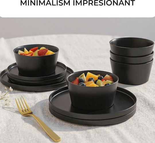Miamio Negru Ceramică Set de Vase 12buc.