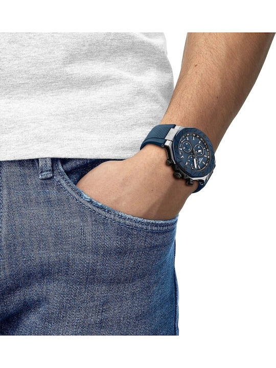 Tissot T-race Herrenuhr 45mm Chronograph Batterie mit Blauem Gummiarmband Tissot T-race Herrenuhr 45mm Chronograph Batterie mit Blauem Gummiarmband