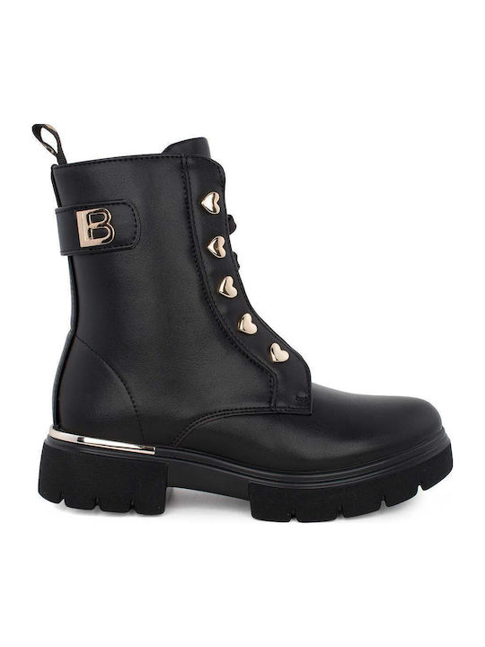 Anatomische Leder Kinderstiefel mit Reissverschluss Schwarz