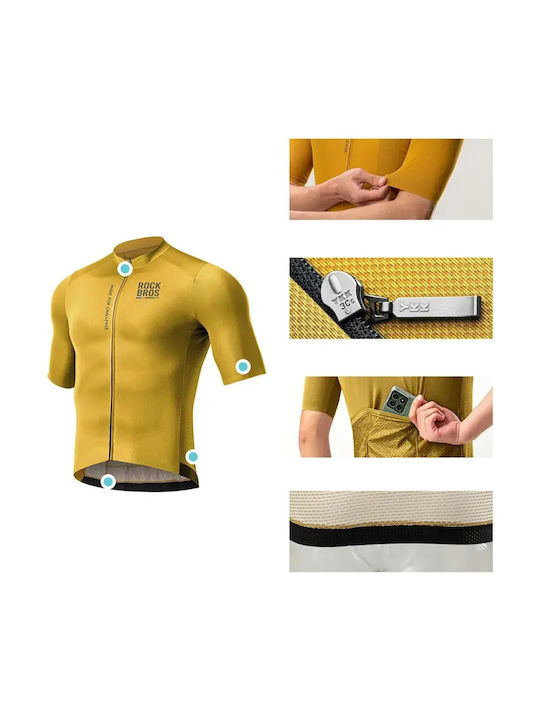 Rockbros Tricou De Ciclism Pentru Bărbați Mâneci Scurte Road Bike Galben