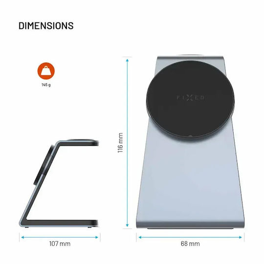 Fixed Încărcător Wireless (Qi Pad) 7.5W Livrarea Energiei Gri Spațial (MagPowerstation Alu)