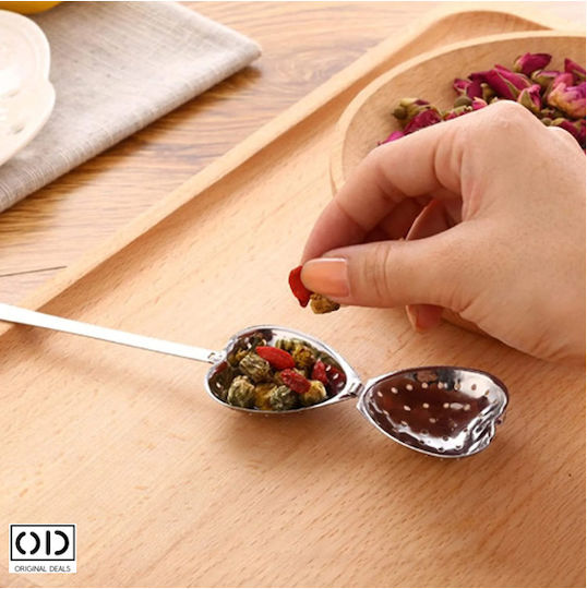 Set 2 Fruit Herb Tea Infusers Stainless Steel Heart Shape 1 Fixed Handle + 1 Chain Handle Original Deals