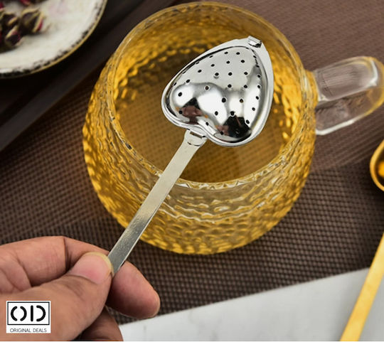 Set 2 Fruit Herb Tea Infusers Stainless Steel Heart Shape 1 Fixed Handle + 1 Chain Handle Original Deals
