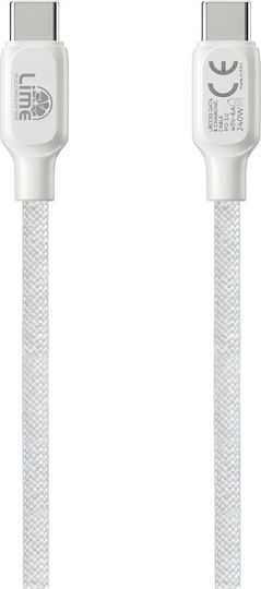 Lime Плетен кабел USB-C мъжки - USB-C 240W Бял 1m