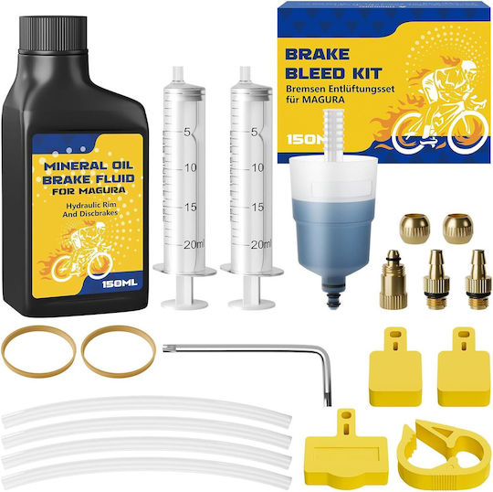 Kit de aerisire pentru frâne hidraulice compatibil cu biciclete Magura MT5 MT7 HS33 include 150ml ulei mineral seringi pâlnie transparentă adaptoare metalice