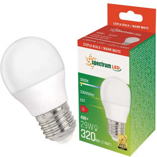 Spectrum LED Лампа 4W 82mm За Накрайник E27 И Форма P45 Топло Бяло 320 Лумени