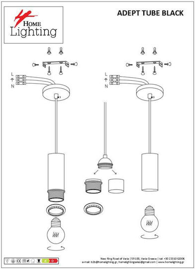 Home Lighting Lustră Negru Rețea cu Dulie E27