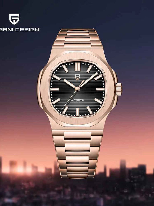 Pagani Design Ceas Bărbătesc 40mm Automat cu Brățară Metalică Rose Gold / Black